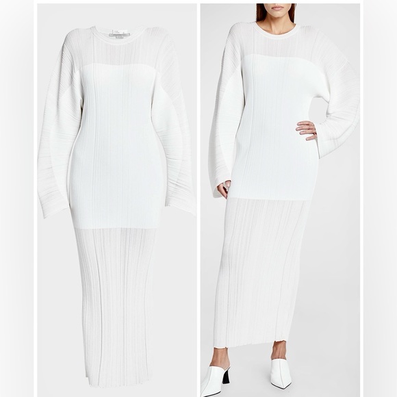Stella McCartney Lightweight Plisse Knit Maxi White Dress - Picture 1 of 16